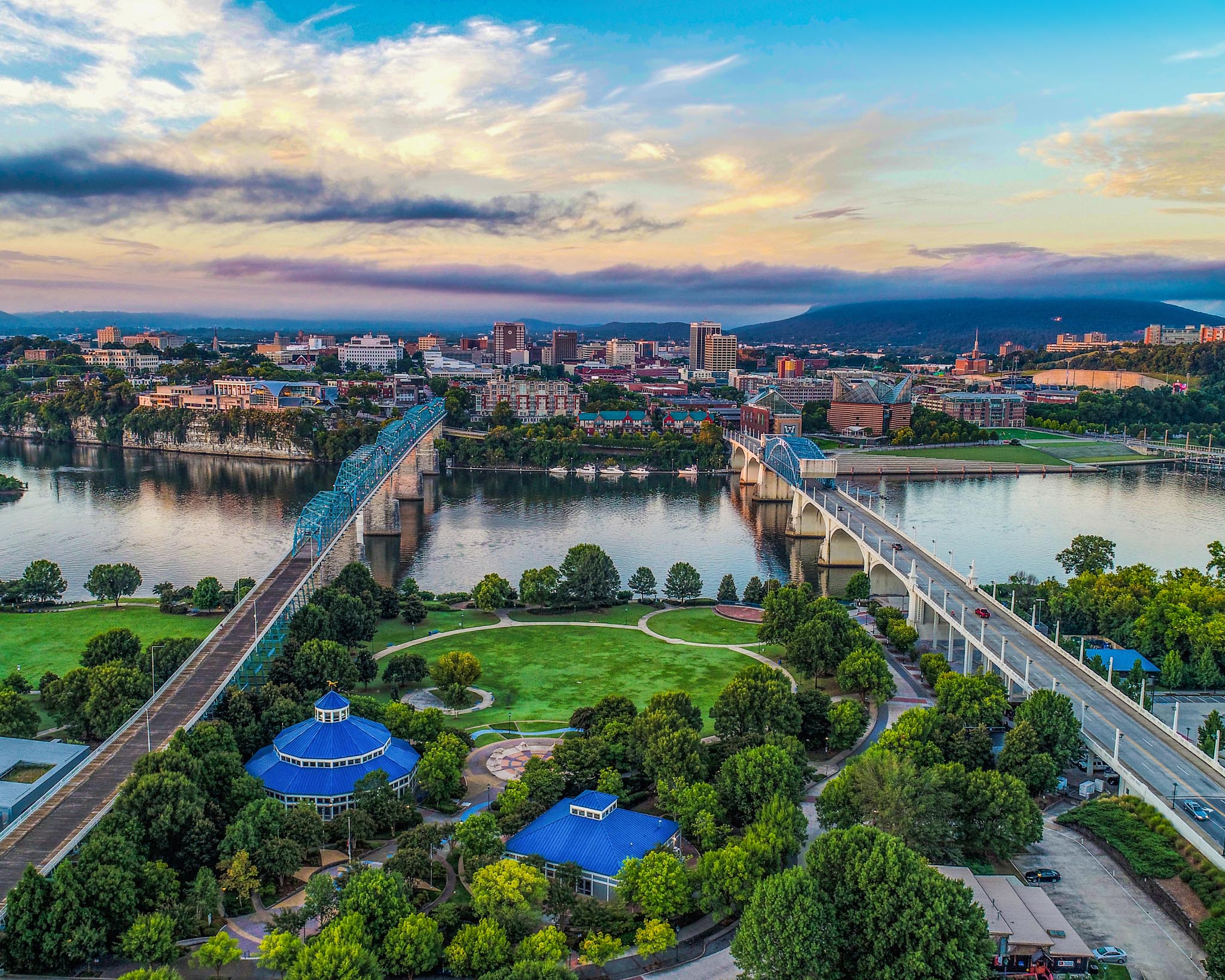 Aerial View of Chattanooga Tennessee TN Skyline