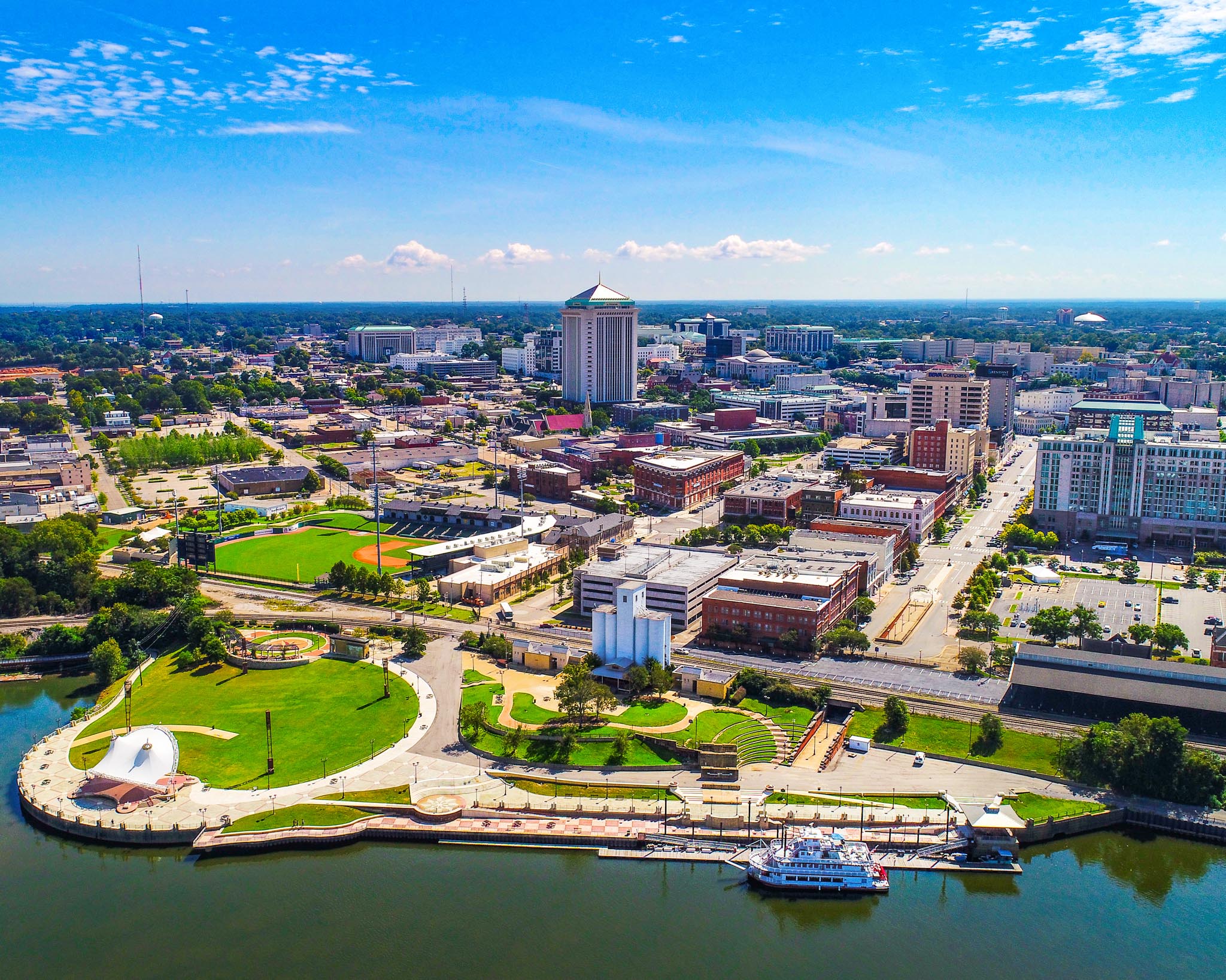 Aerial View of Downtown Montgomery, Alabama, USA Skyline