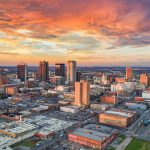 Birmingham, Alabama, USA Downtown Drone Skyline Aerial Panorama